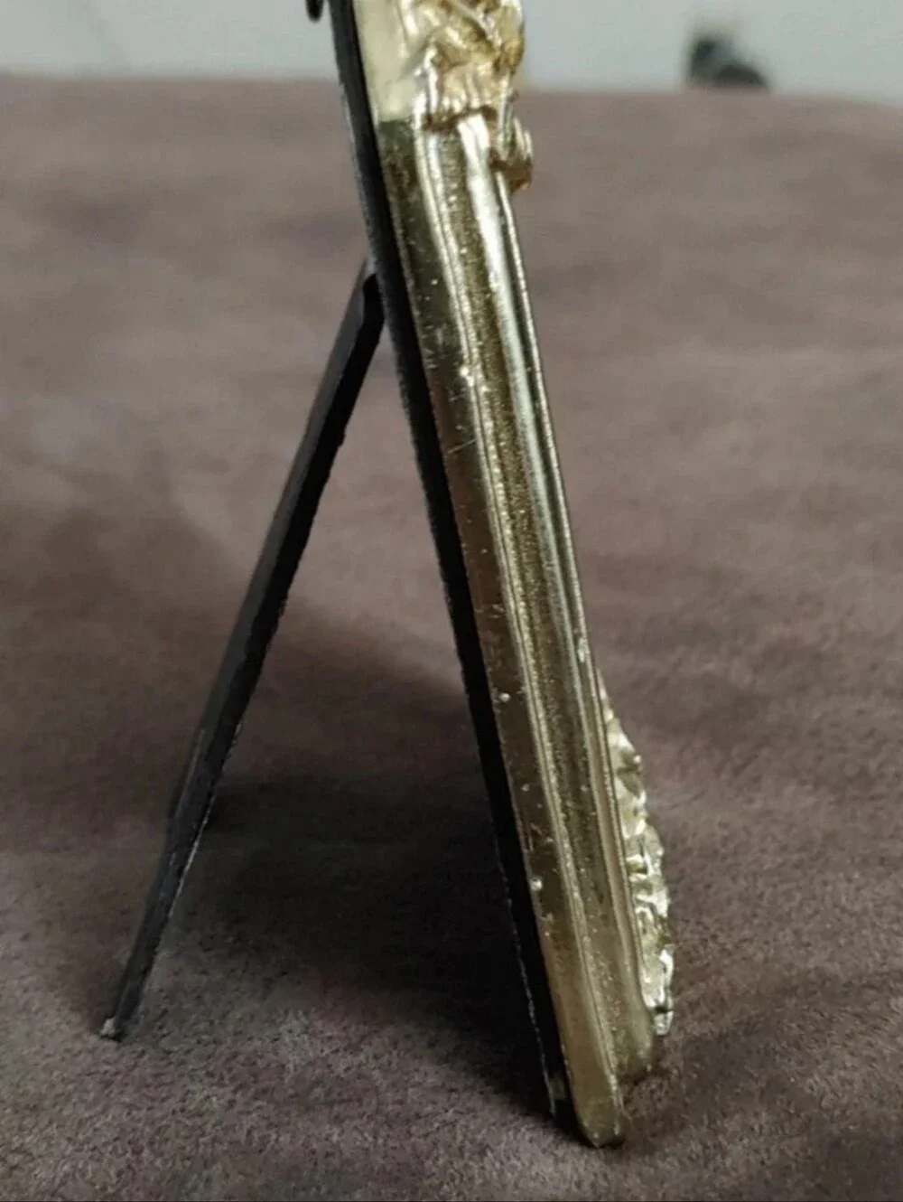 Beautiful/Elegant Vintage Floral Arched Metal Gold Tone Small Picture Frame